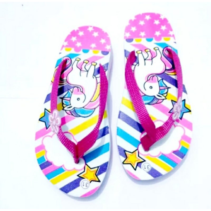 Arkn-SandaL Anak FLAT kuda poni/RAINNBOW-unicorn