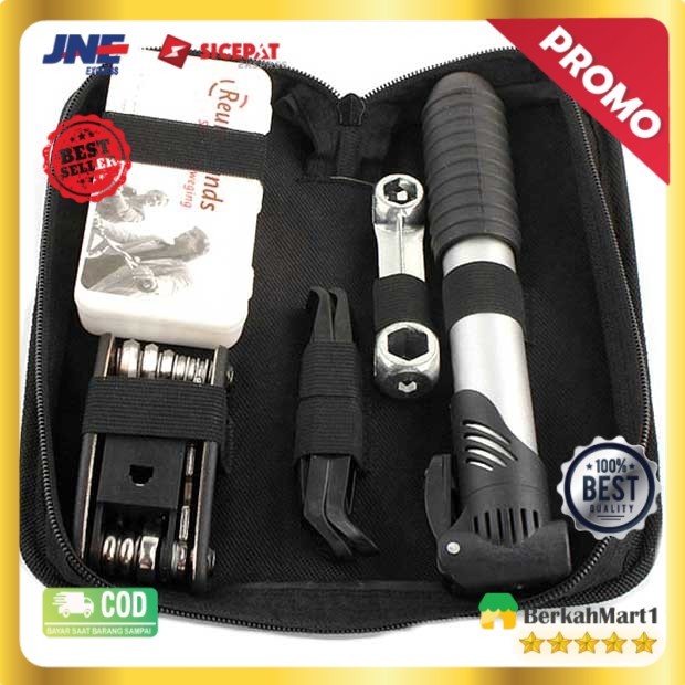 alat tool kit set reparasi, pompa &amp; tambal ban sepeda lengkap murah