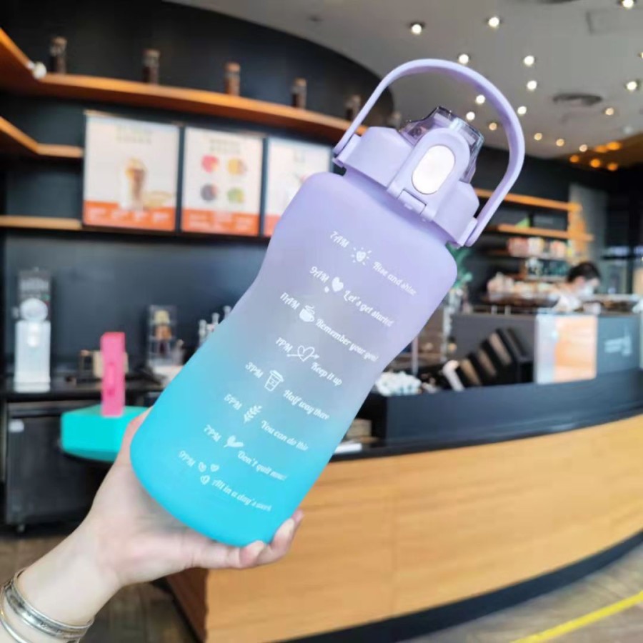 Botol Minum Motivasi Warna Gradasi Pastel 2Liter