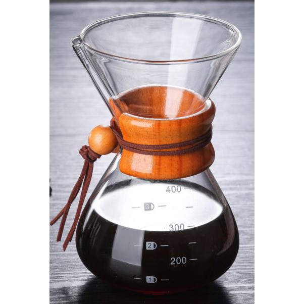 Chemex Coffee Server Kaca Dripper Pot Woodneck Pour Over Drip Kopi Manual Brew Teko V60