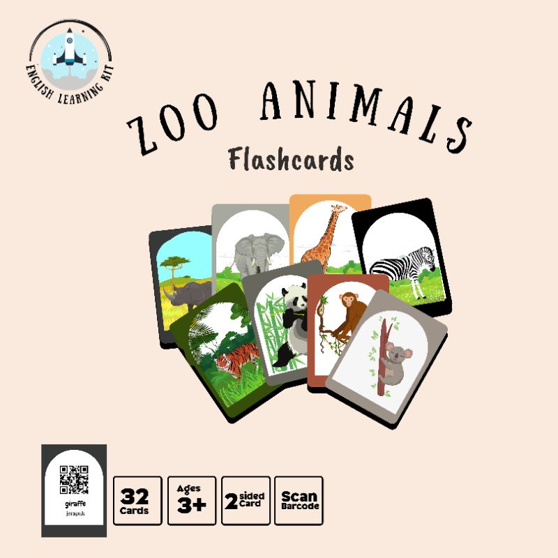Flashcard Zoo Animals Series In English