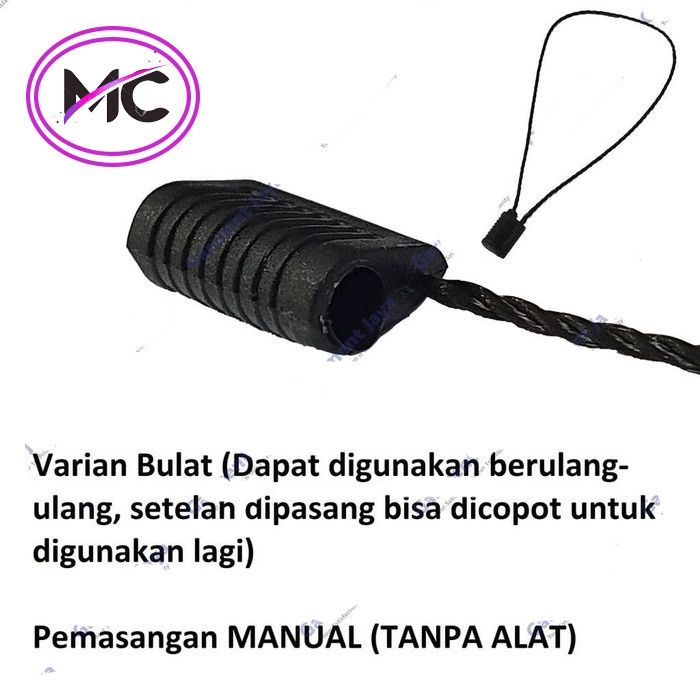 Tali Hangtag Baju Celana Label Harga Benang Nilon Hang Tag Loop Pin Lock Putih Hitam Price Tag