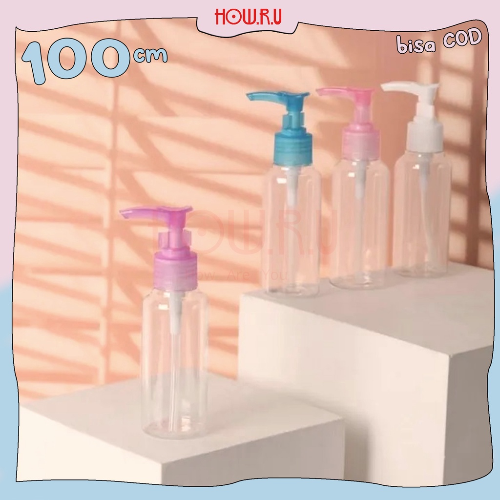 HOW.R.U | 100ml - Botol Pump Spray Polos / PET / Tebal / Import / Tempat Disinfektan / Facemist / Lotion / Cream