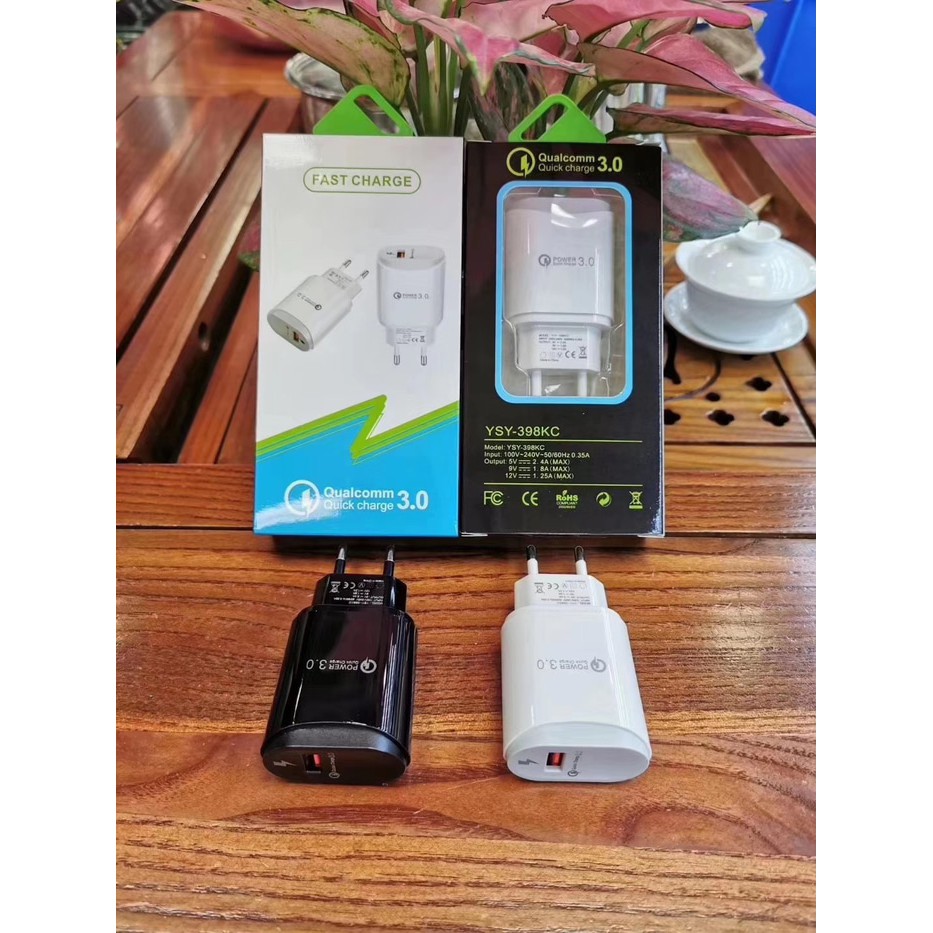 Charger Fast Charging Quick Charge 3.0 Adaptor Charger QC3.0 QC398 - Hitam