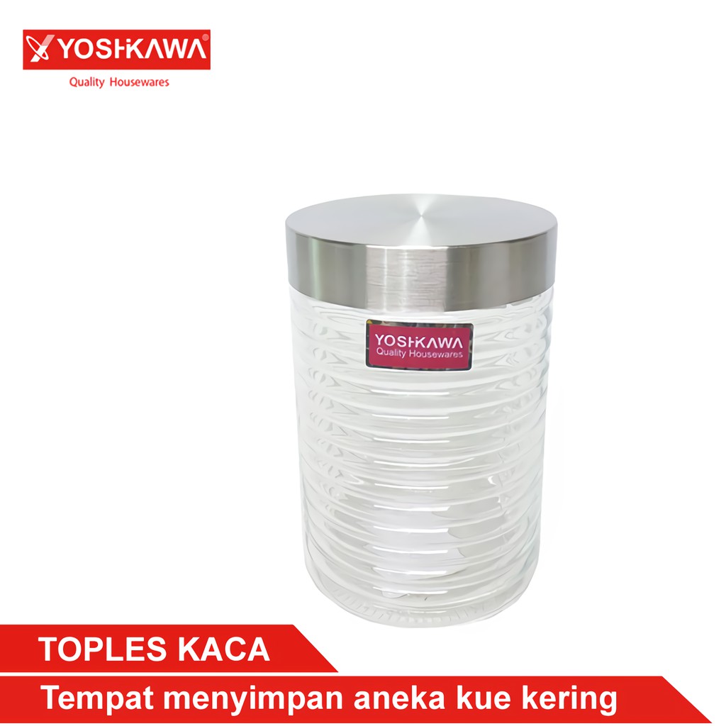 YOSHIKAWA Toples Kaca Model Ulir Horizontal Size S 1100ML Storage Jar EVL-F6004S Clear