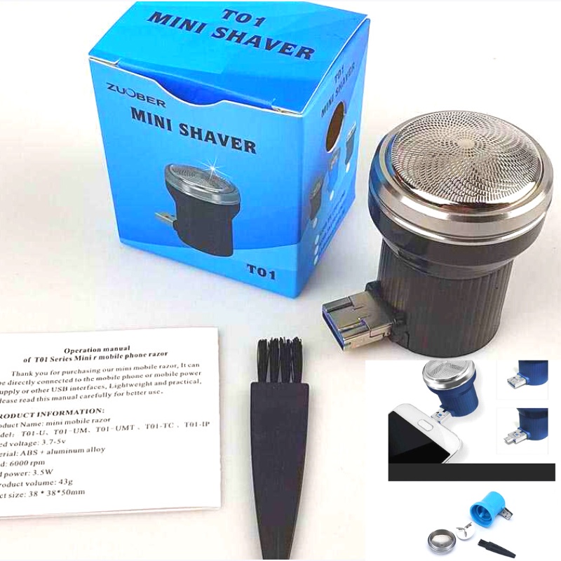 Mesin Alat Cukur Pencukur Kumis dan Jenggot Pria Portable Elektrik Colok Hp USB Mini