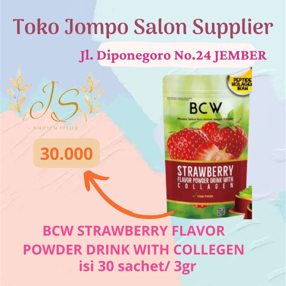 BCW STRAWBERRY POWDER DRINK COLLAGEN 30 SACHET