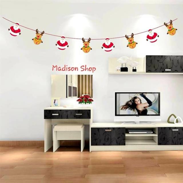 Banner Merry Christmas Santa Rusa Snowman Dekorasi Natal Murah Kado Garland Natal Merry Christmas Murah Ornamen Natal Harga Grosir