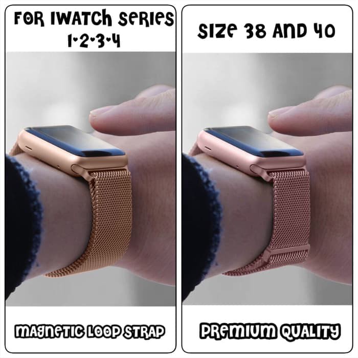 KT221 Apple Watch Milanese Loop Strap Replacement iWatch 1 2 3 4 Size
