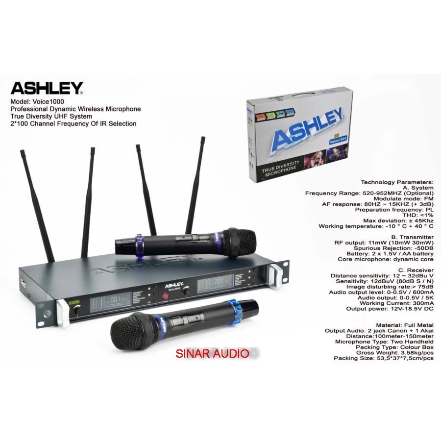 Mic Wireless Ashley Voice1000 Pp Voice1000