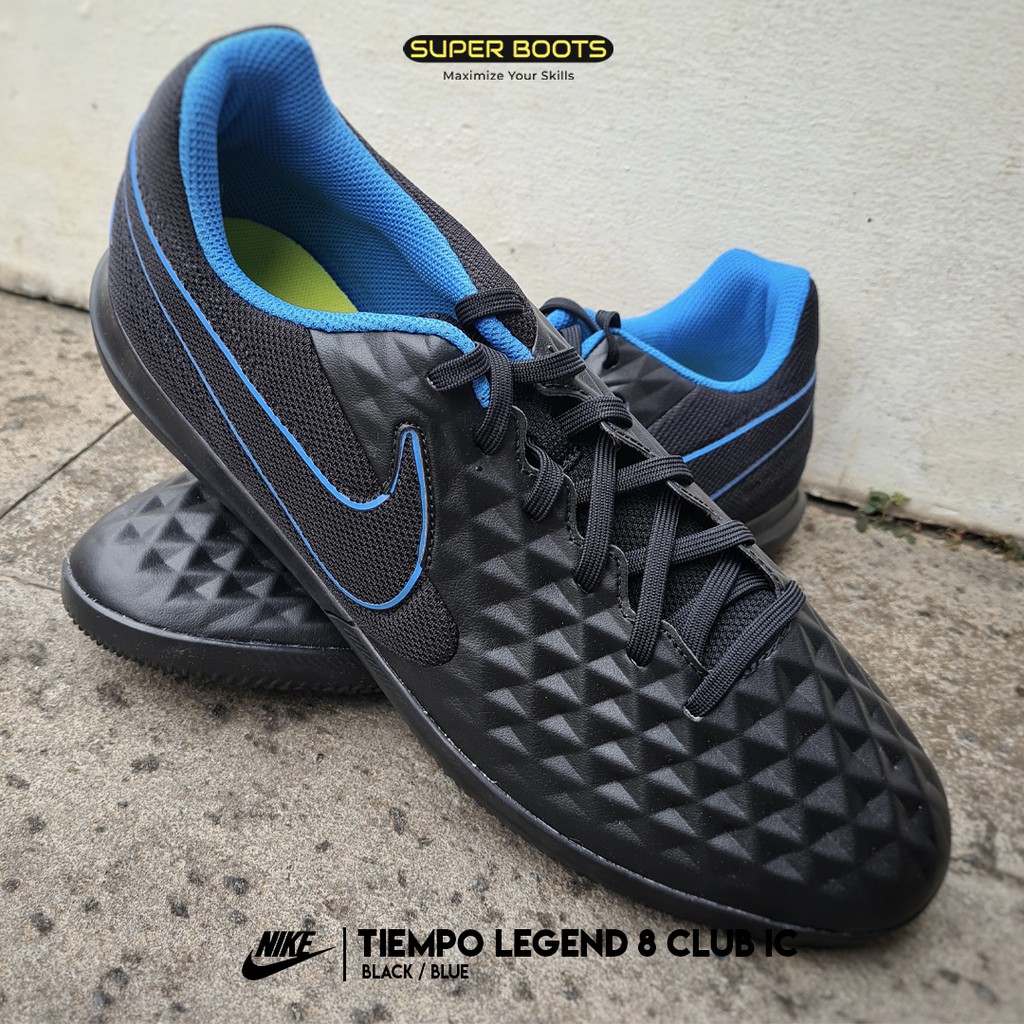 Sepatu Futsal Nike Tiempo Legend 8 Club IC - Black/Blue Original AT6110-090