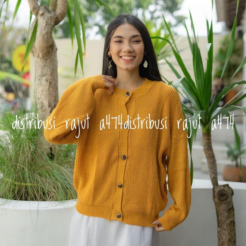 LIVI CARDIGAN CEILINE EXPORT TEBAL KERAH O Cardigan Rajut Premium Kancing Wanita XL