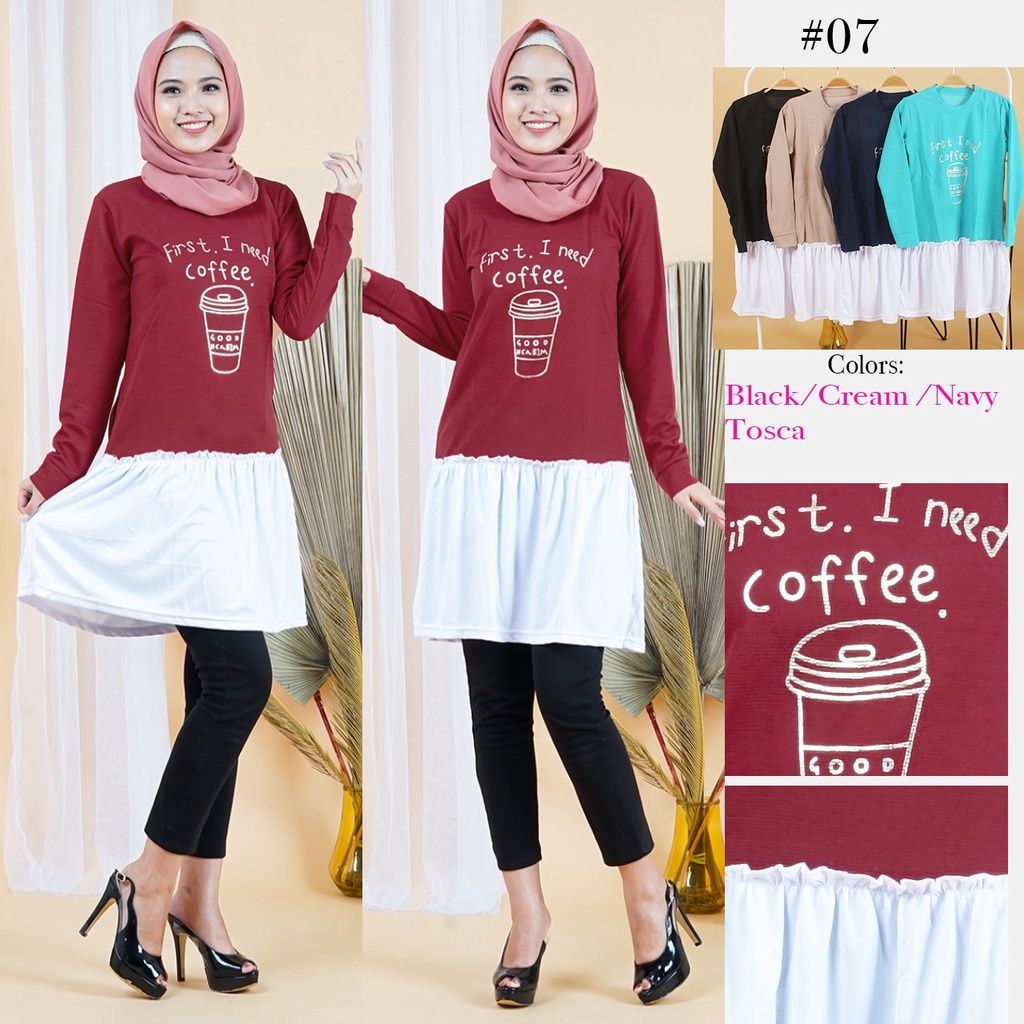 Baju atasan Tunik fashion muslimah Cofee