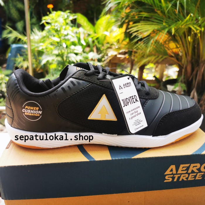 SEPATU SPORT OLAHRAGA FUTSAL GOWES AEROSTREET JUPITER HITAM - HABIS