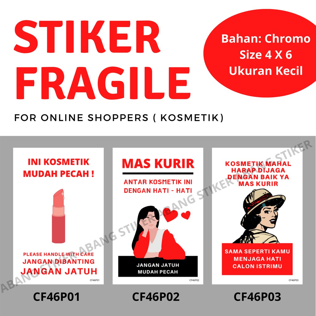 

Stiker Fragile Kosmetik 4 x 6 cm