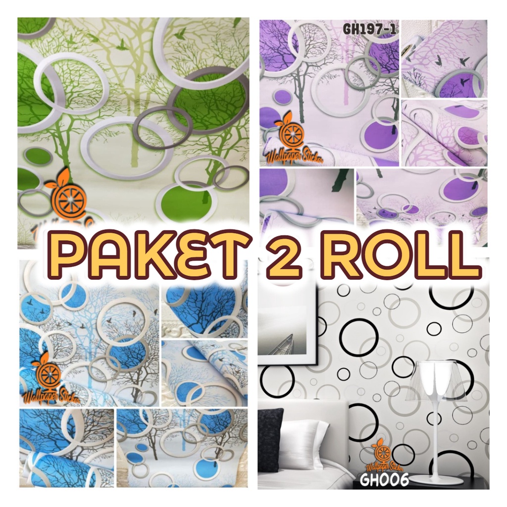 TERLARIS PAKET HEMAT 2 ROLL!!WALPAPER STIKER DINDING MOTIF POLKADOT