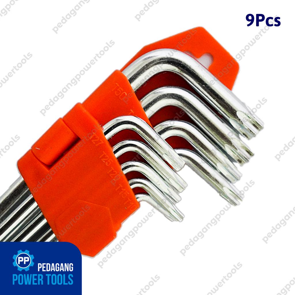 IZM Kunci L Set Panjang Bintang 9 Pcs T10-T50 Torx Long Hex Key Wrench