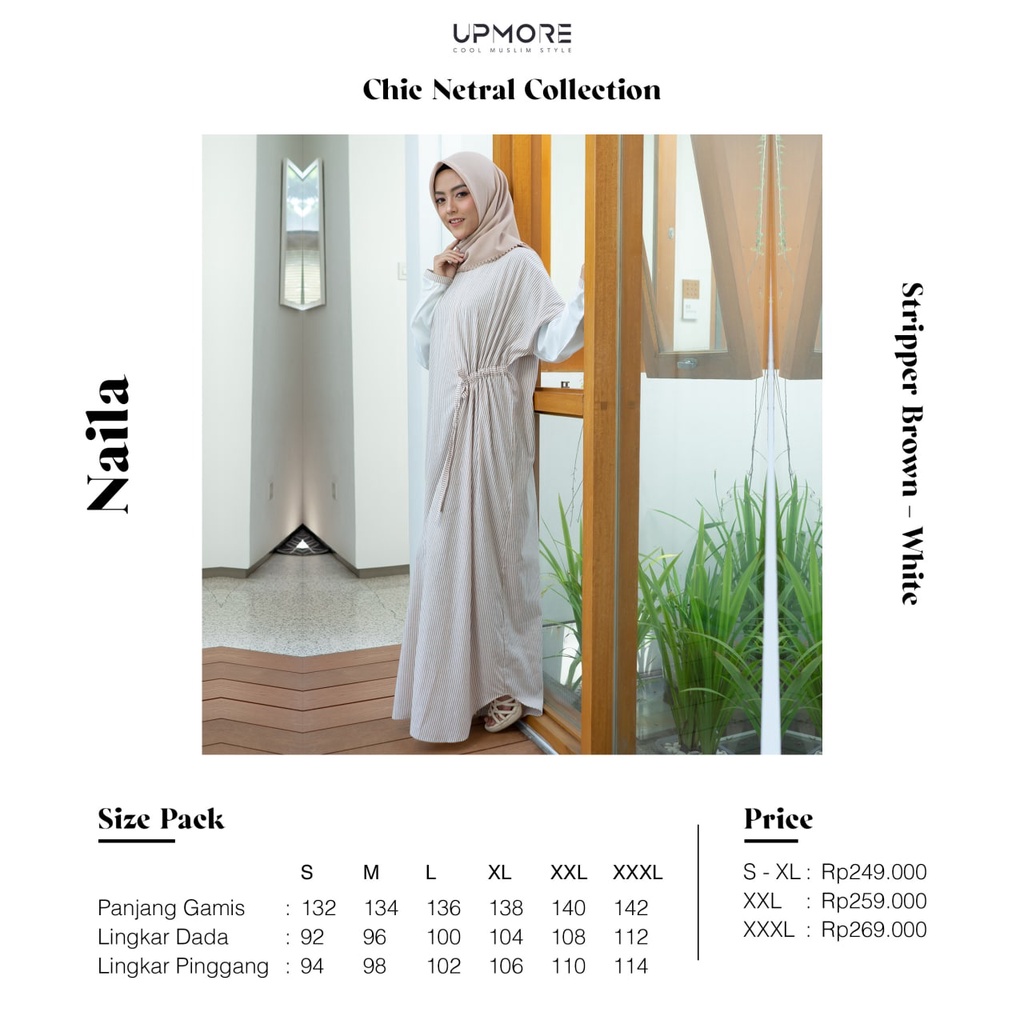 UPMORE | Naila Stripper Brown - White | Naila Stripper Grey - White | Dress Upmore | Dress Lucu / OR