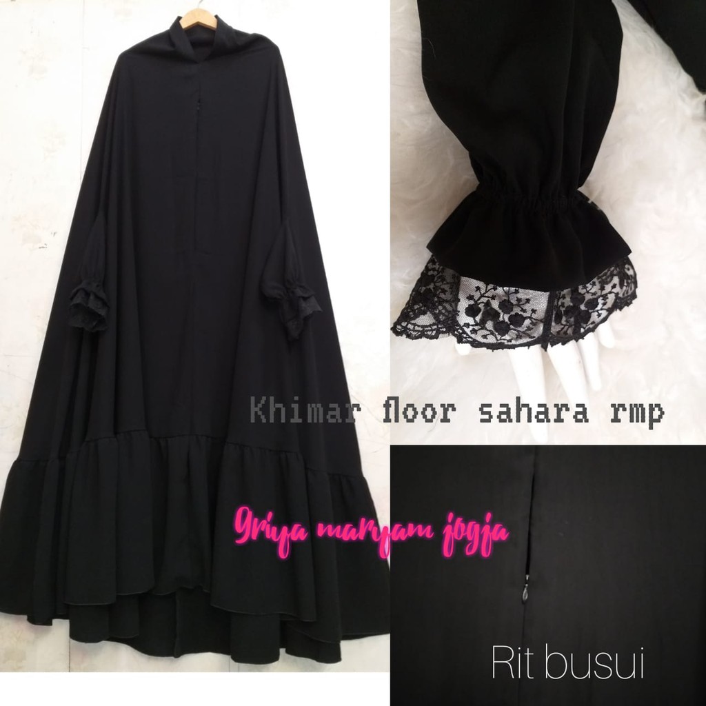 Khimar Floor SAHARA Rimple Manset Karet Renda cincin