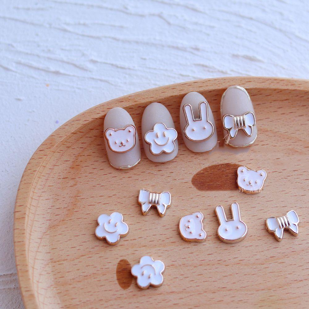 NEEDWAY Kartun Pesona Kuku Jepang 10pcs Studs Pendant DIY Metal Bow Ujung Jari Ornamen Nail Art Jewelry