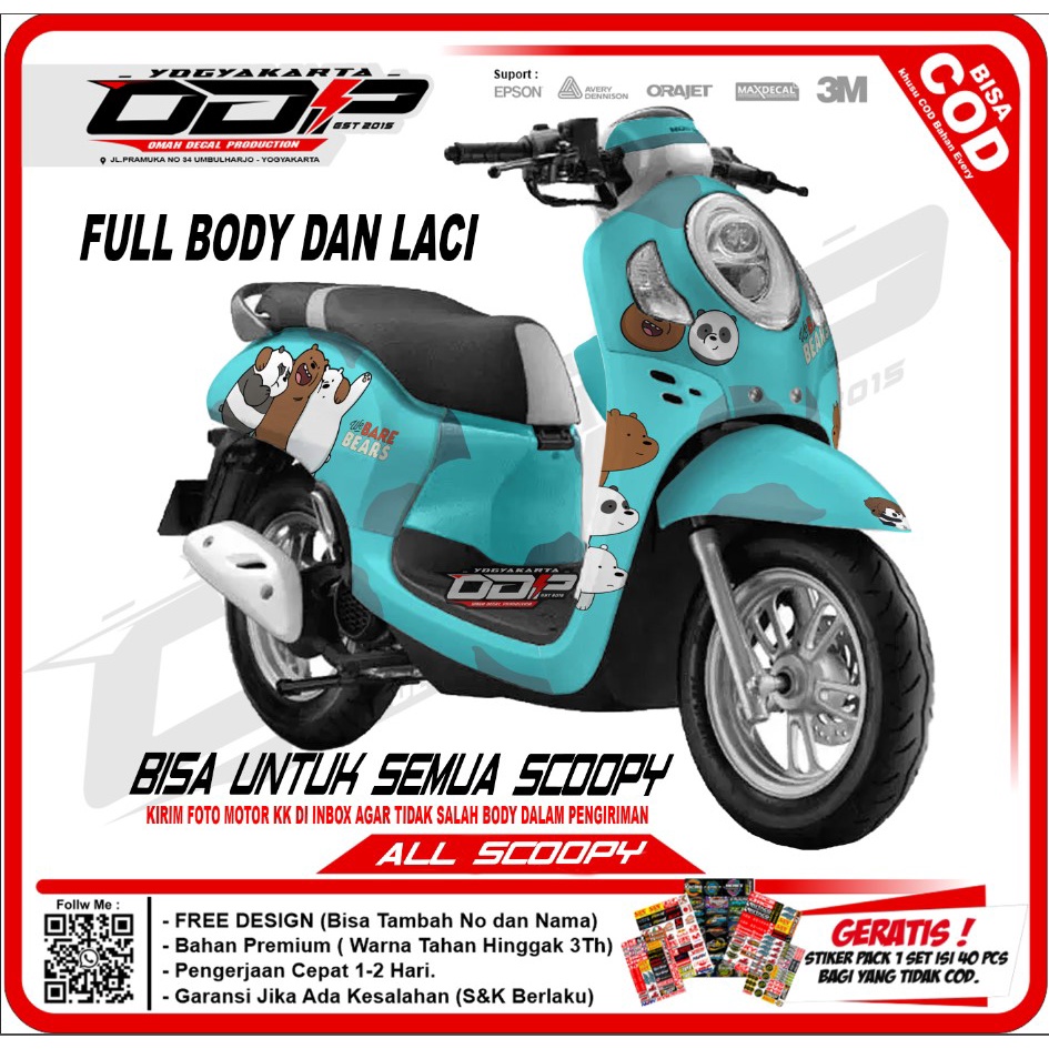 VARIASI aksesoris decal scoopy full body dekal stiker striping honda new scopy 2017 donat stiker mot
