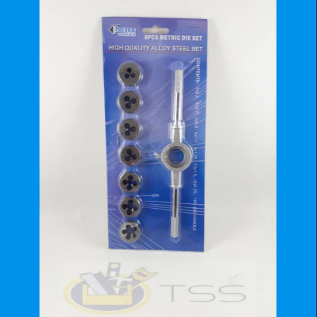 BENZ Die Set 8 pcs Benz Metric Die Set 8pcs / Alat Pembuat Ulir Drat Snai Senai Hand Die Tapping