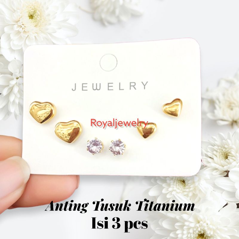 ANTING TUSUK TITANIUM/SET ANTING TITANIUM/TITANIUM DEWASA/ANTING TITANIUM PATAM/ANTING TUSUK ANTI KA