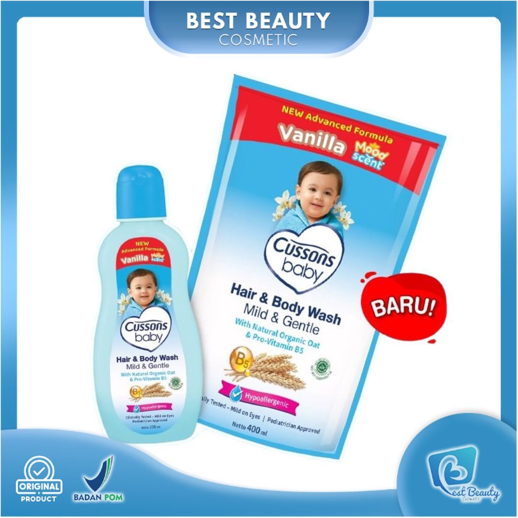 ★ BB ★ Cussons Baby Hair &amp; Body Wash Mild &amp; Gentle - Sabun Bayi 2in1 100ml + 100ml