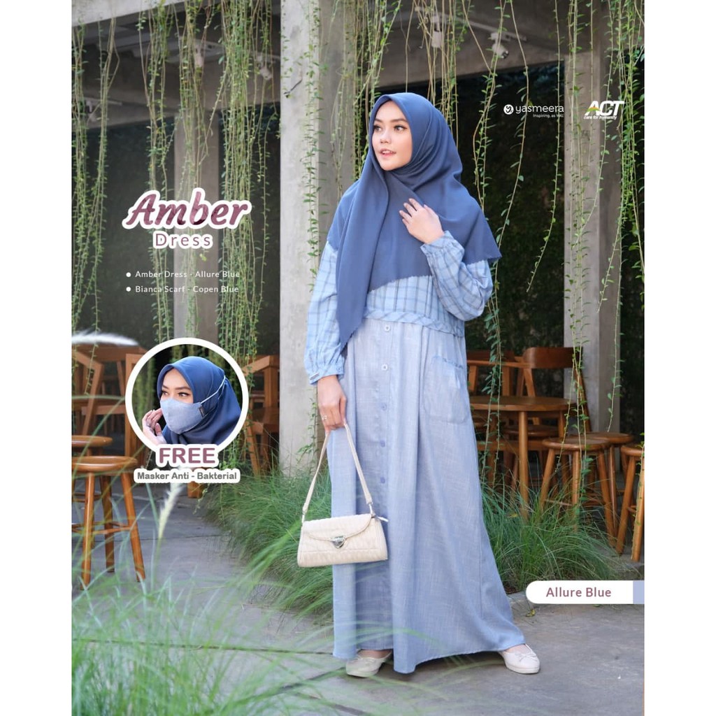 GAMIS ONLY YASMEERA ORIGINAL AMBER DRESS AGATE GREEN ALLURE BLUE GAMIS DEWASA YASMEERA ORIGINAL 2021