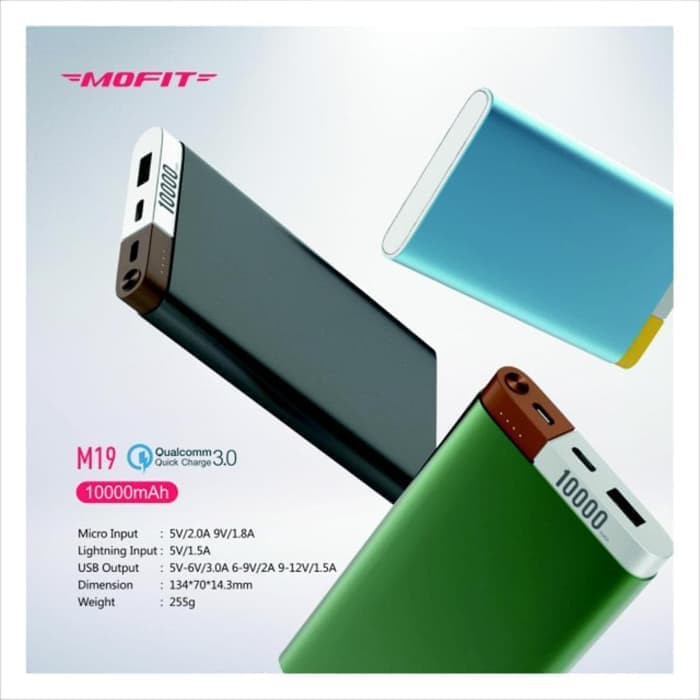 Powerbank MOFIT M19 10000MAH FAST CHARGING QUALCOMM 3 0 BY VEGER