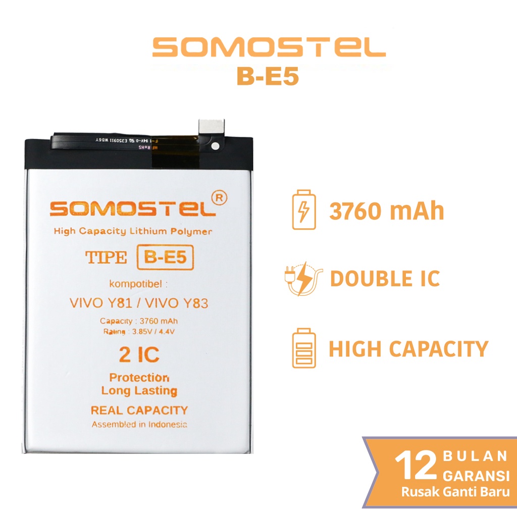 Somostel - B-E5 Vivo Y81 / Vivo Y83 Batre Batrai Baterai