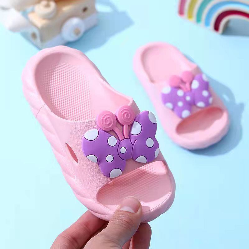 Sandal Slop Karet Anak Wanita Kupu Kupu Polkadot Import High Quality S2