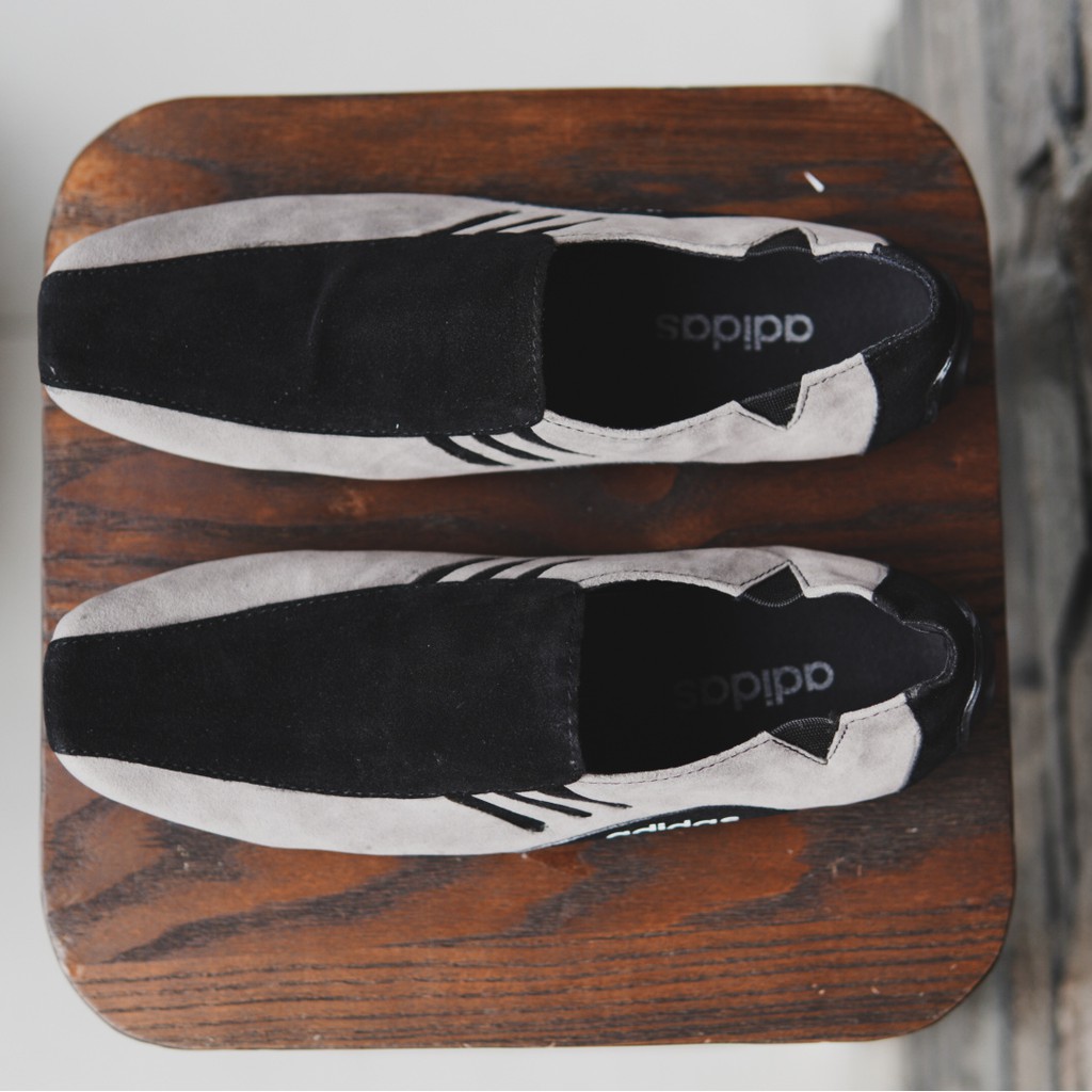 MS Shop - Sepatu Pria Adidas Neymar Hitam Abu Slop Suede Kasual Selop Simple Santai Kerja Kuliah