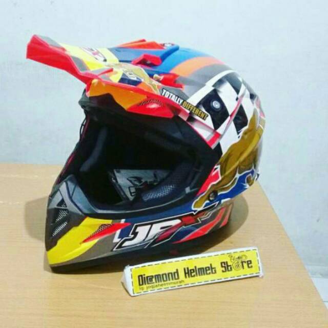 Helm cross JPX cross Redbull Red Fluo Gold