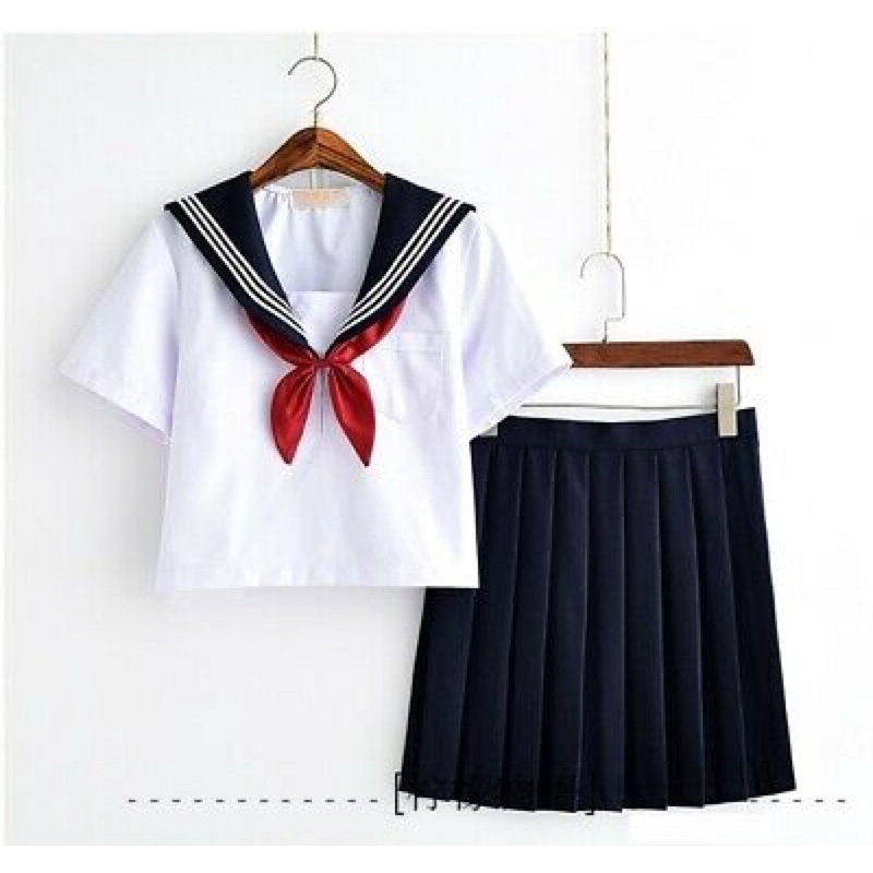 seifuku jepang Japanese School Uniform Skirt Sailor Outfit Costumes JK Uniform Suit Girls Pleated Skirt Anime Cosplay Schoolgirl Uniform Tops