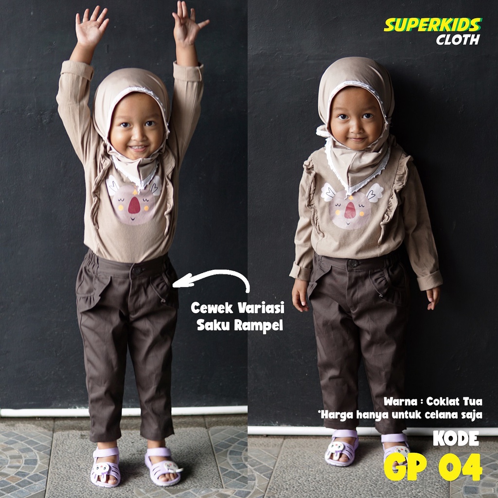 Celana Anak Perempuan Chinos Chino Superkidscloth Panjang 1 - 10 Tahun