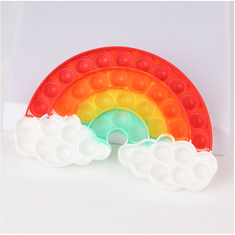 Oppolia Silikon Pop it Murah Rainbow Fidget Push Pop Its Fidget Toy Bubble Kids Push Unicorn Dino-Awan Rainbow
