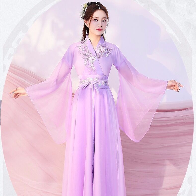 Women's Han Chinese clothing jacket and dress Fairy pink fresh elegant fairy ancient style big wide