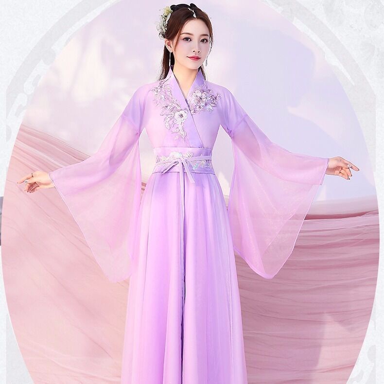 Women's Han Chinese clothing jacket and dress Fairy pink fresh elegant fairy ancient style big wide