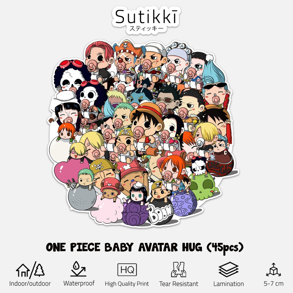 Sutikki | Sticker Pack One Piece Baby Hug Chibi Bayi Kecil Onepiece Cibi Avatar Stiker Laptop Vinyl