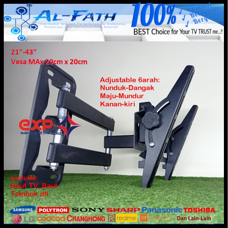 Bracket TV SHARP 14 s/d 43 inch 6 ARAH FULL BESI SUPER KOKOH GARANSI 100% ORI