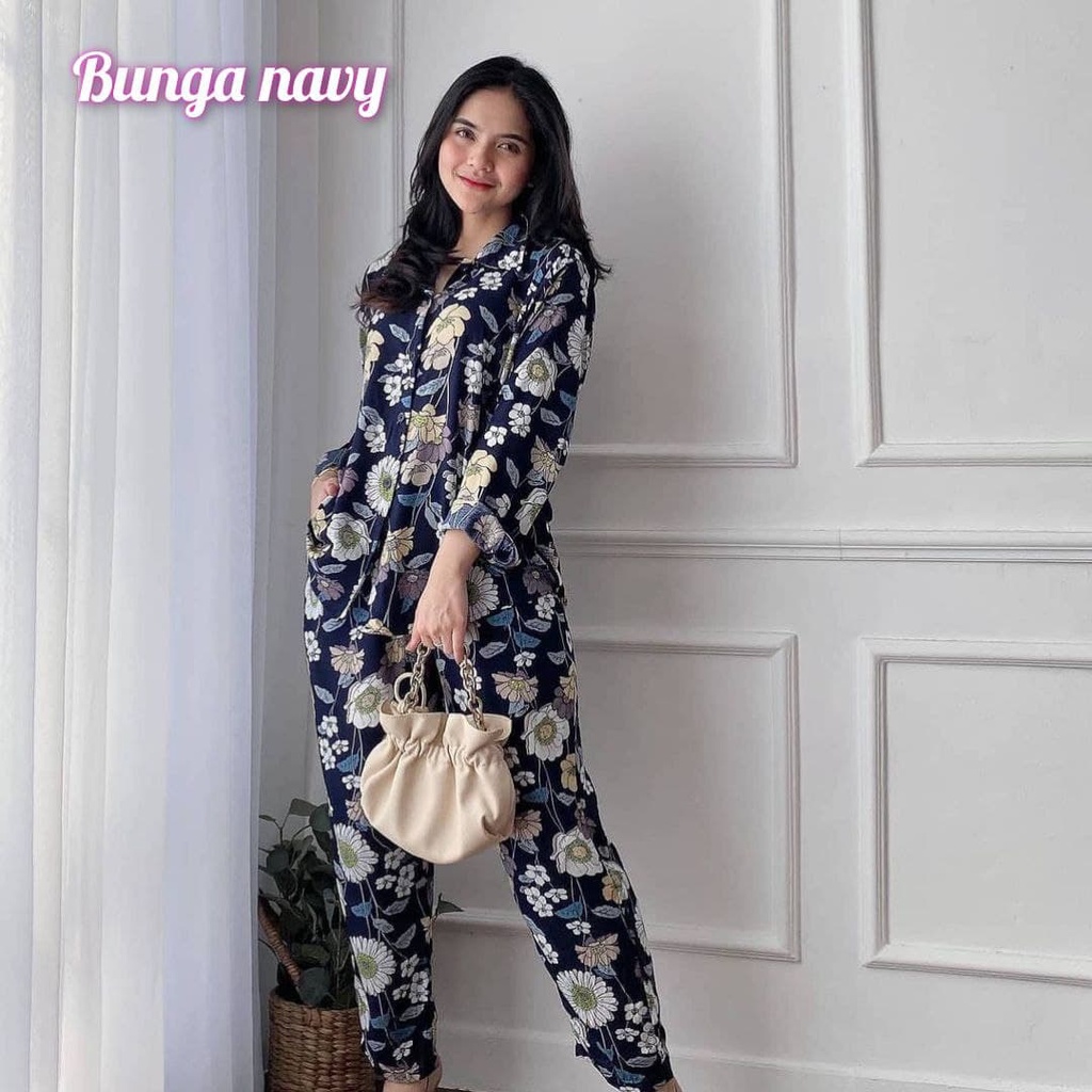 One Set Medina - One Set Wanita Rayon Viscose Premium Setelan Wanita Lengan Panjang Set Piyama Kekinian