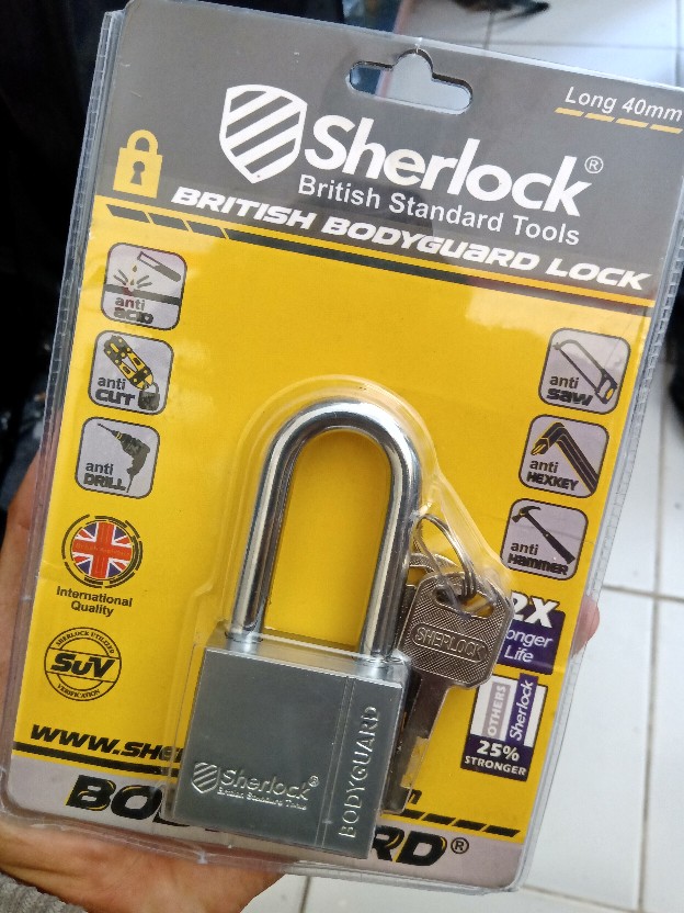 Gembok Sherlock Bodyguard 40mm Long - Gembok Anti Maling British Standard