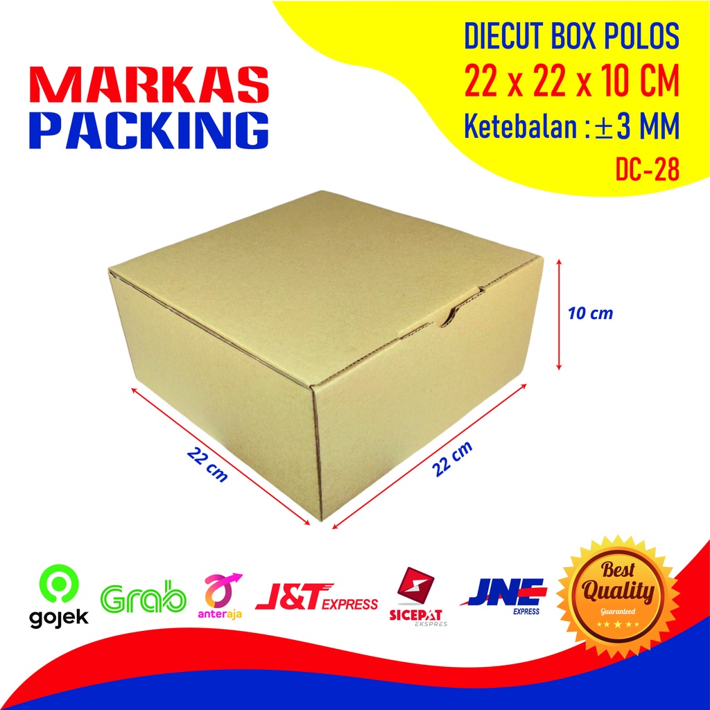 

Kardus Die Cut 22x22x10 CM Dus Packing Makanan Kue Cake Pizza Polos Besar