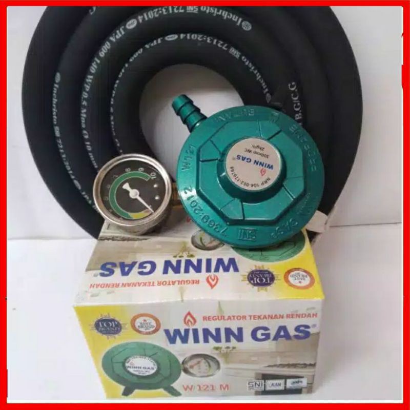 REGULATOR GAS LPG MATEC PERTAMINA WIIN GAS W 121 MANOMETER SELANG TIGA LAPIS 500 PSI