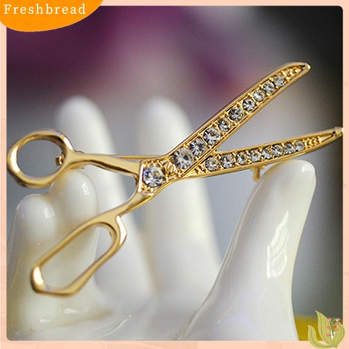 Terlaris Lovely Handmade Rhinestone Scissor Gold-Plated Brooch Pin Jewelry Best Xmas Gift