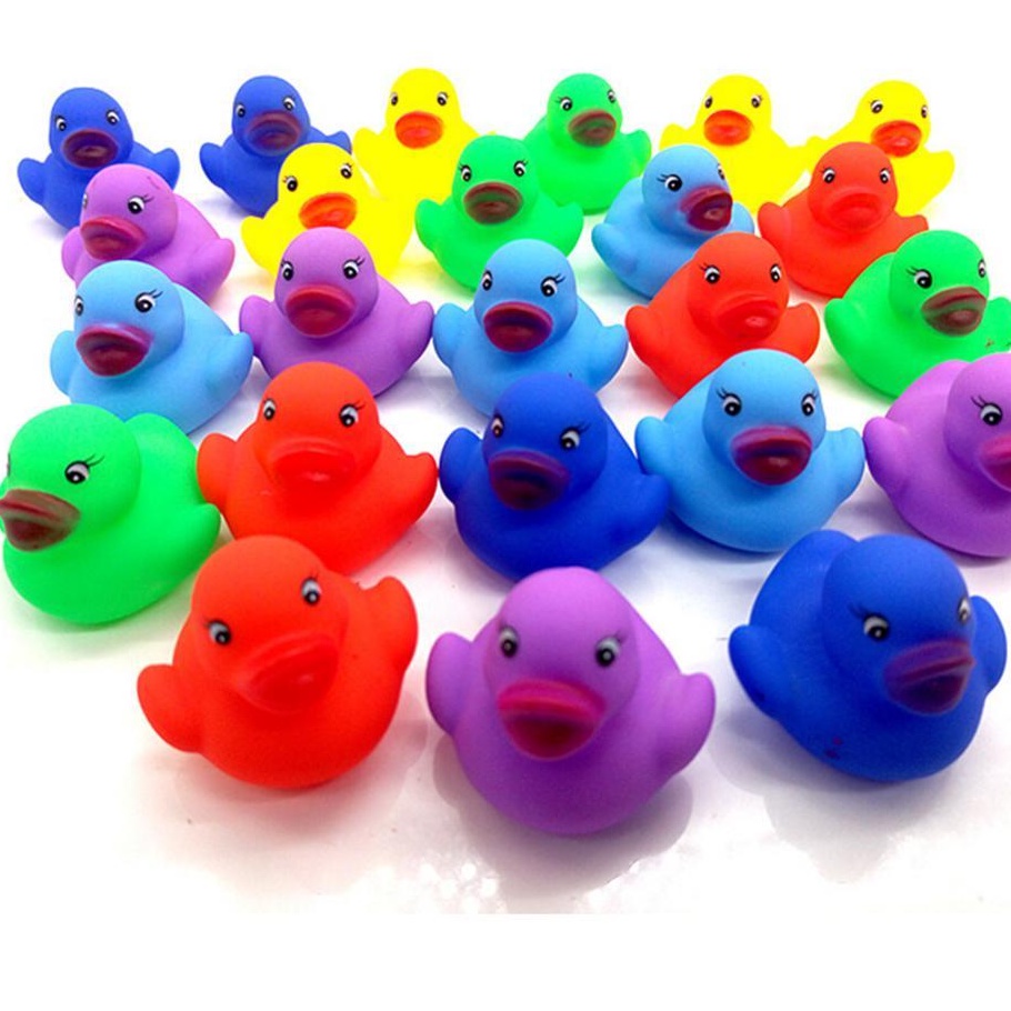 ECER 1 Pcs Mainan Bebek Mencicit Warna-Warni Bahan Karet Untuk Mandi Anak