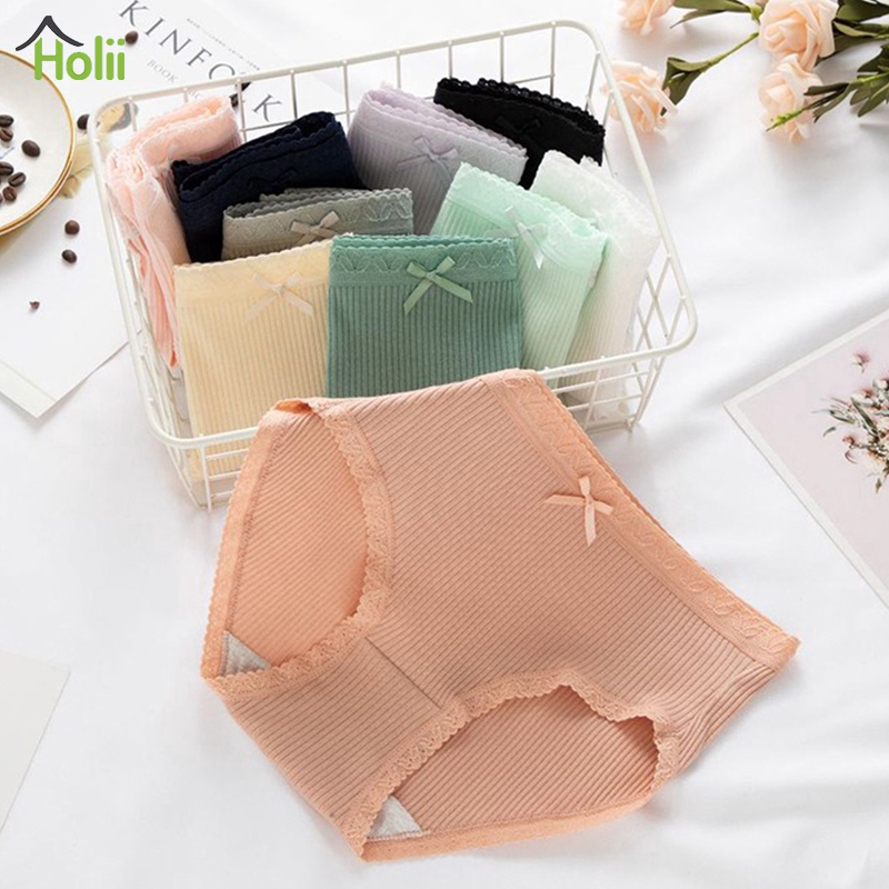 1Pc Celana  Dalam  Brief Bahan Katun  Breathable Aksen Pita 