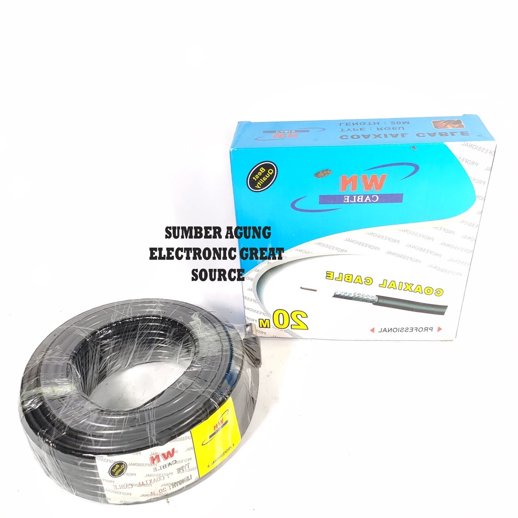 WN Kabel Antena 20M 20 Meter Coaxial Cable Anten Profesional Dengan Dus