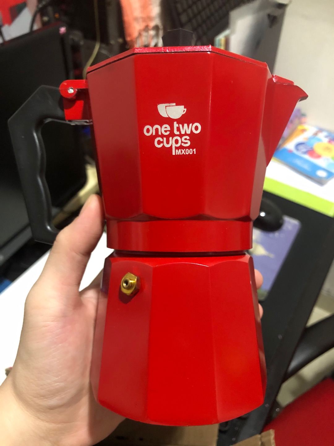 Coffee Maker Moka Pot Espresso Teko Stovetop Filter Merah Onetwocups Mx001